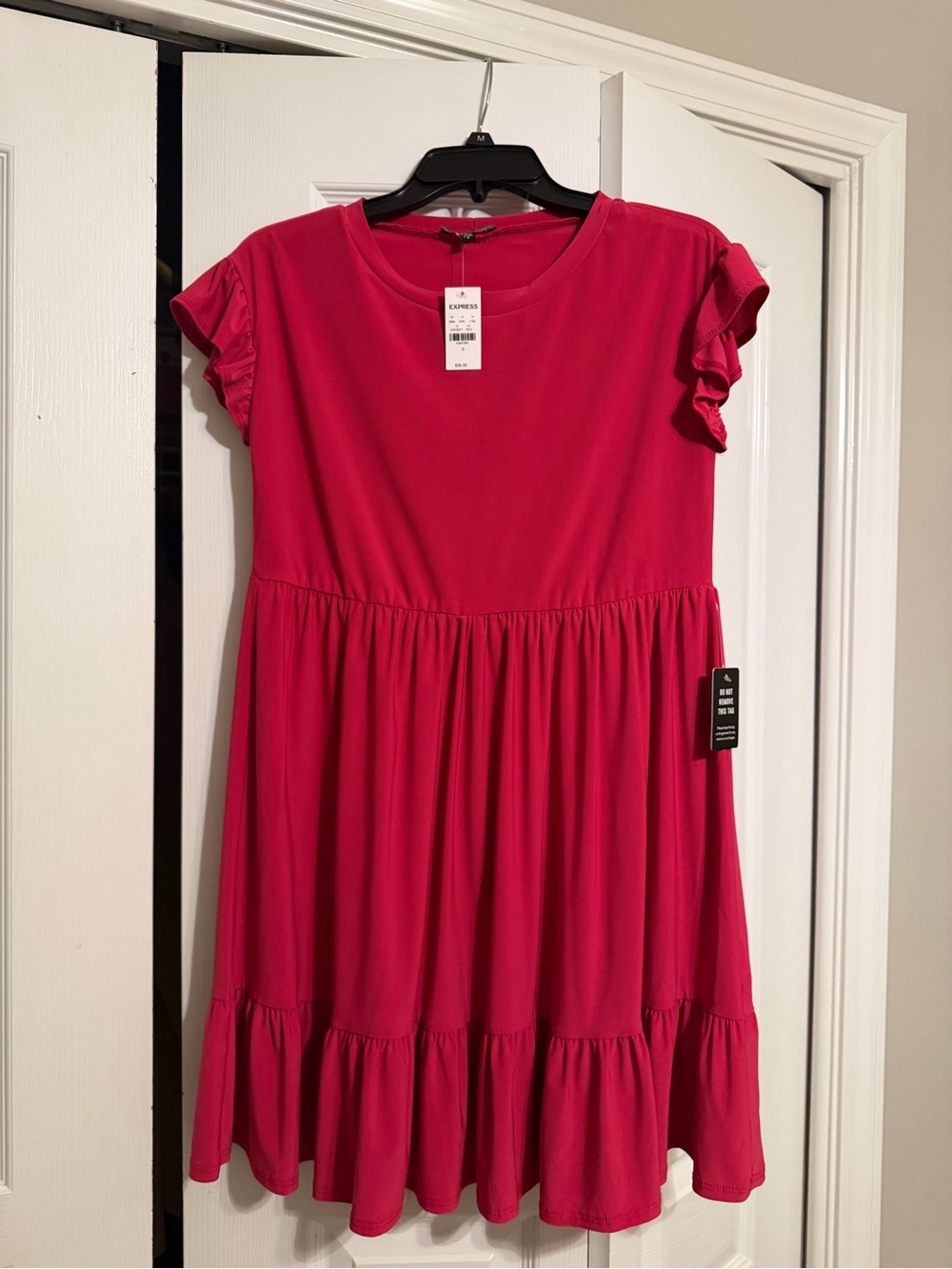 Express Pink Ruffle Sleeve Dress